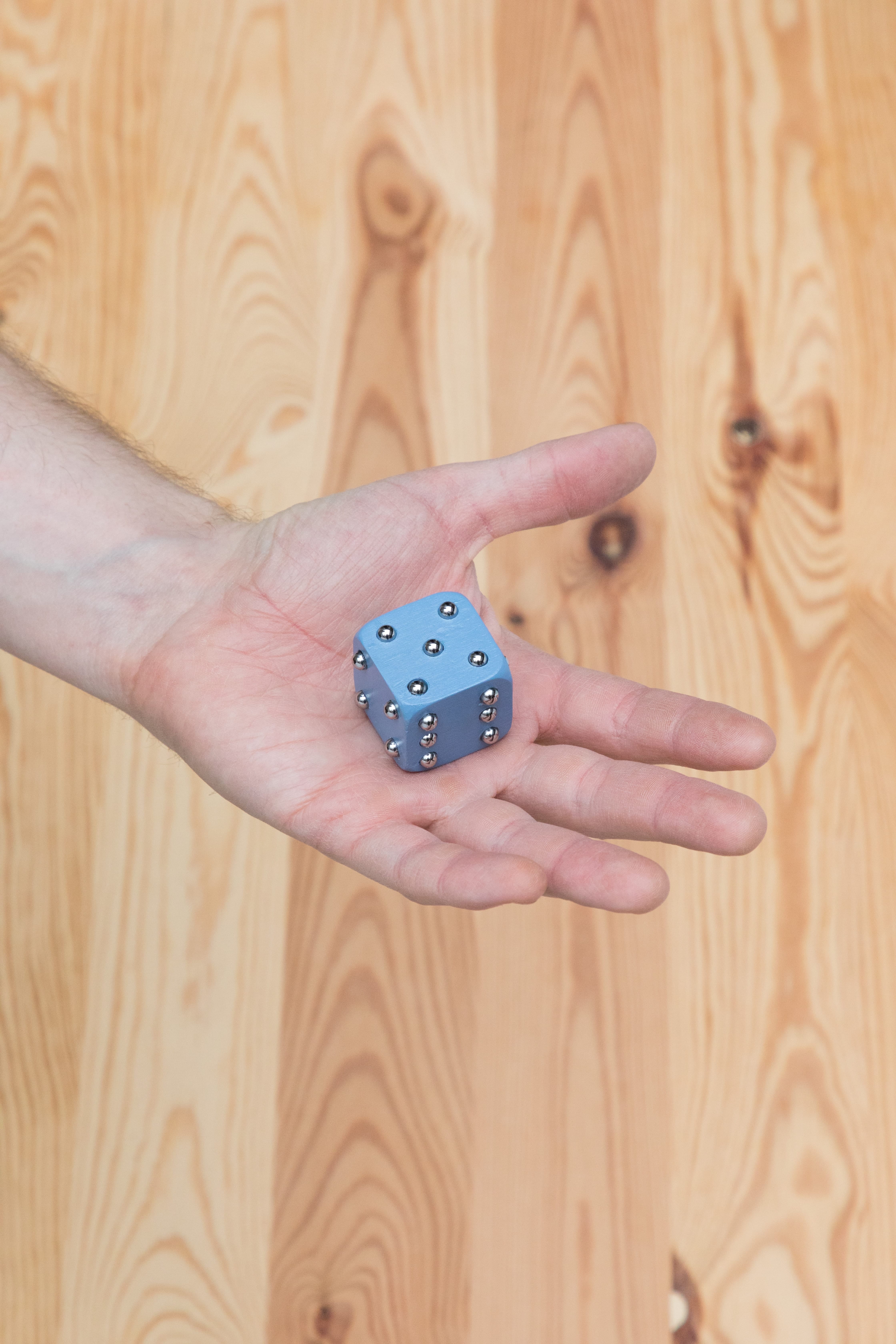 Anne-Sophie Oberkrome, *Pin Head Dice*, Wood, Tin