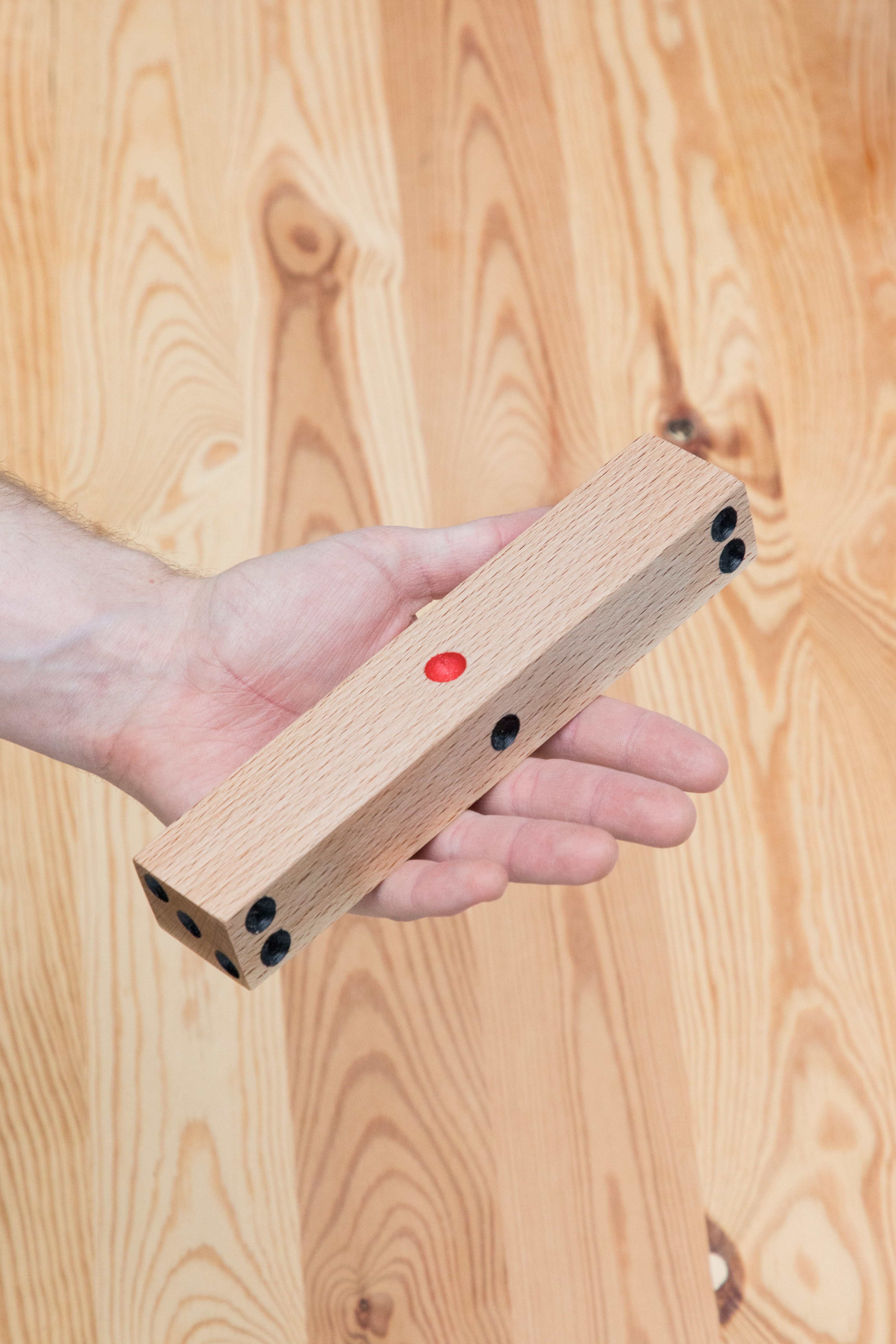 Oliver-Selim Boualam, *Dice Stick*, wood, paint