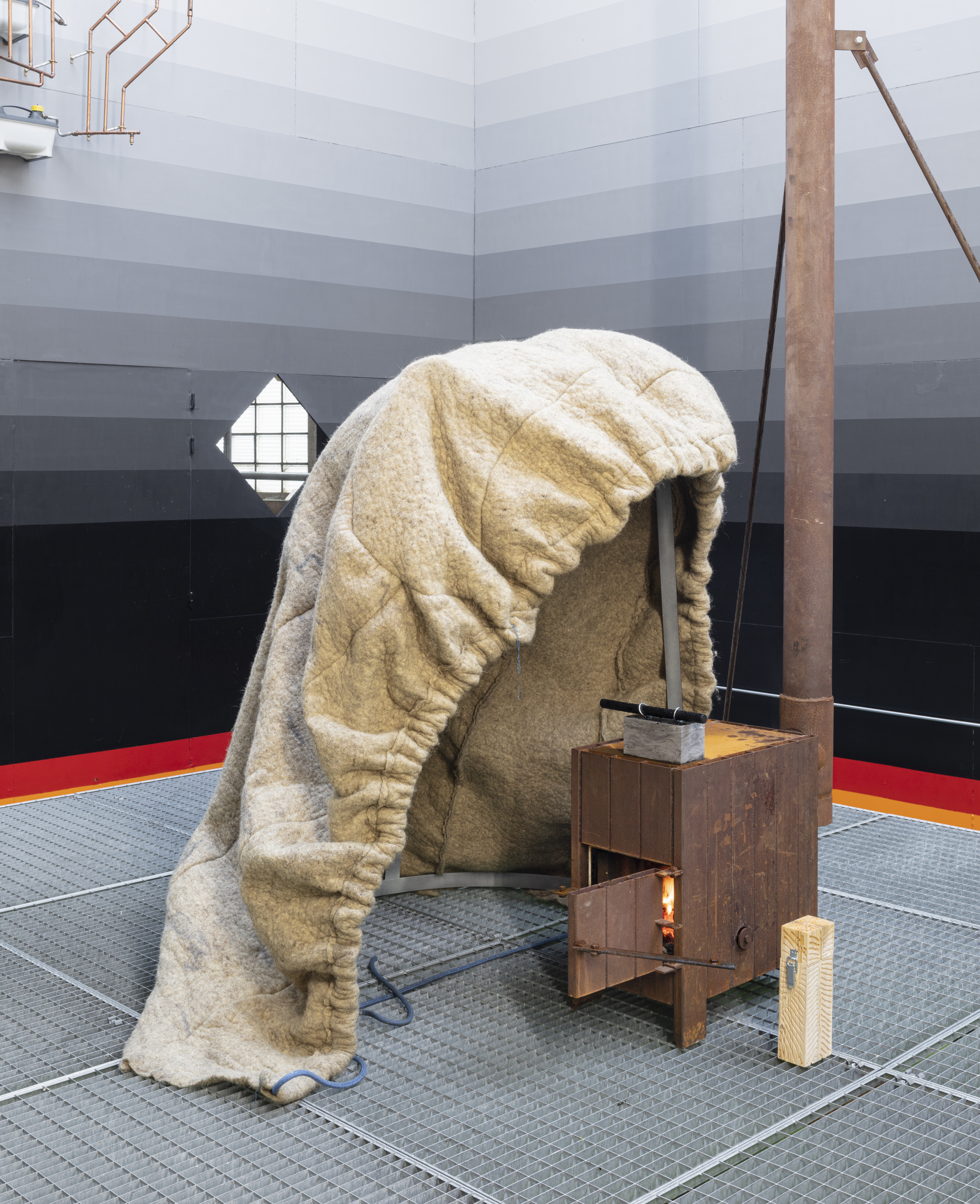 Lisa Ertel, *Thermo Logs*, spruce wood, steel bar, 33×7,5×11,5cm