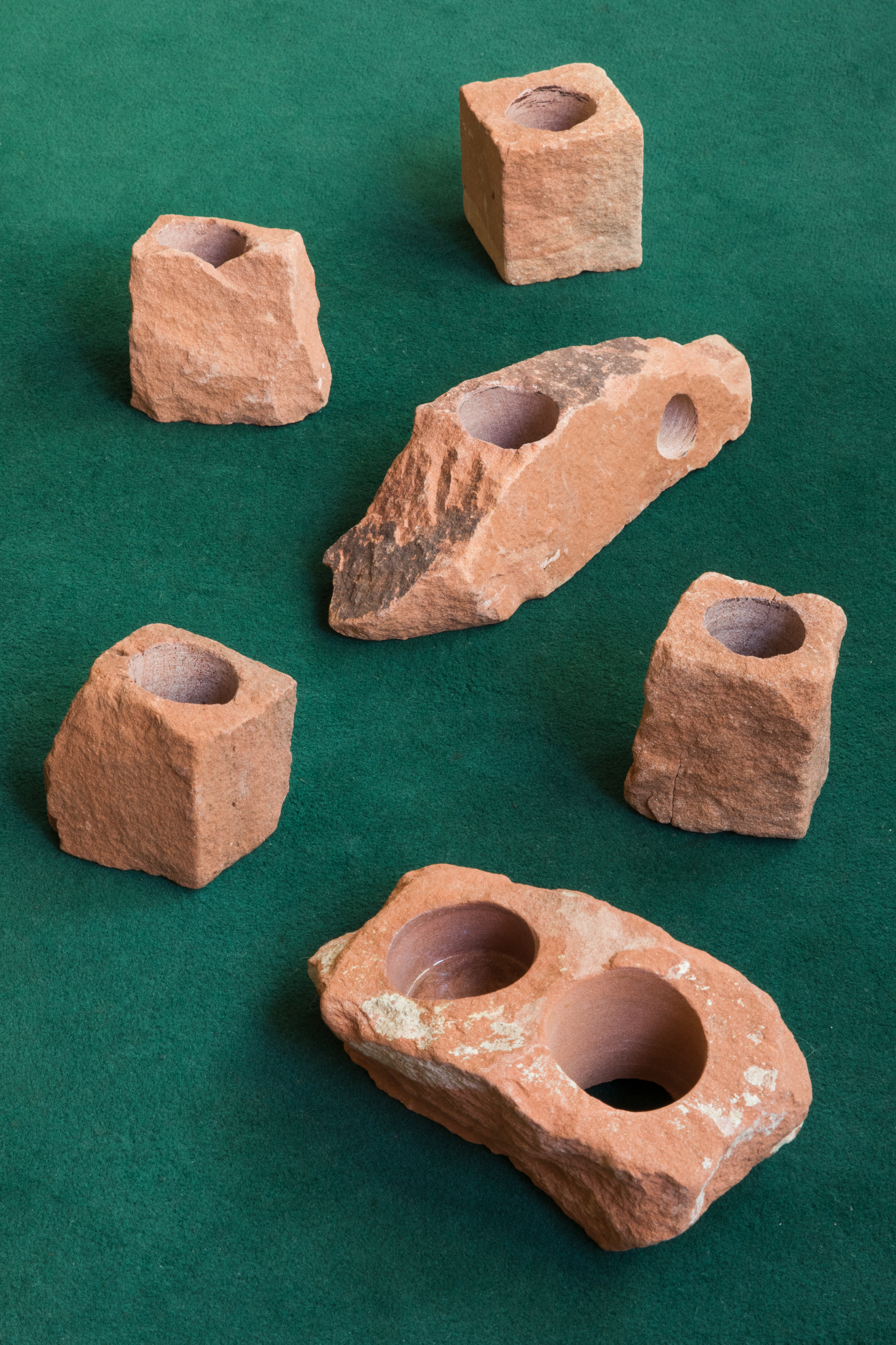 Felix Plachtzik, *Sandstone Cups*, sandstone, glazed & fired, various sizes
